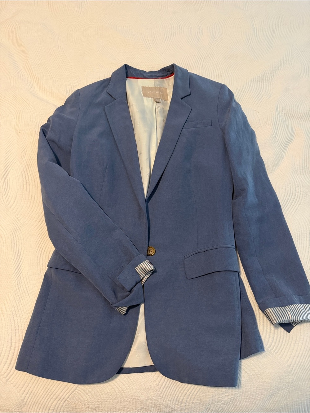 Banana Republic Slate Blue Tailored Single-Button Blazer